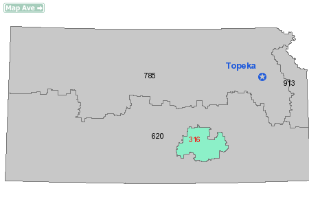 Area Code 316 Map